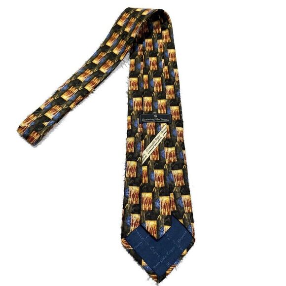 Ermenegildo Zegna Vintage‎ Mens Tie 100% SILK 90's YELLOW Flower - Picture 2 of 7